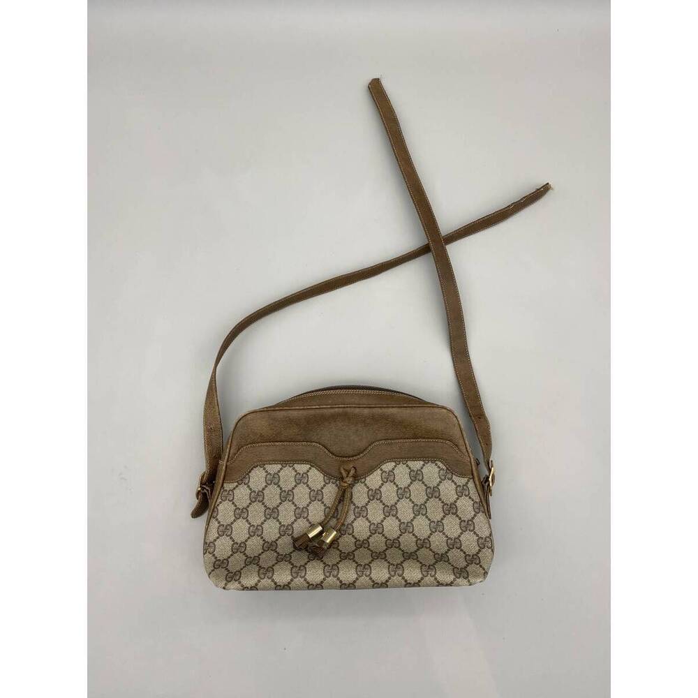 Gucci GG Plus Shoulder Bag Leather Brown Crossbody Clutch